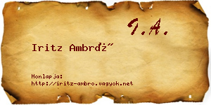 Iritz Ambró névjegykártya